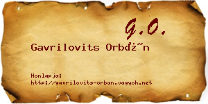 Gavrilovits Orbán névjegykártya